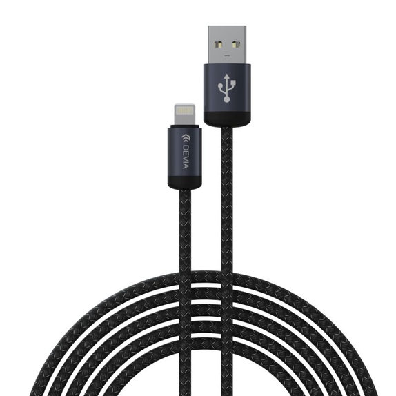 Lightning / USB Cable Gracious, 2.4A, 1m, Black, Devia