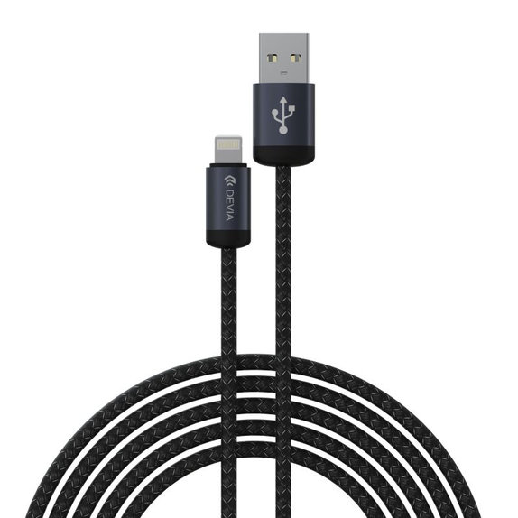 Lightning / USB Cable Gracious, 2.4A, 2m, Black, Devia
