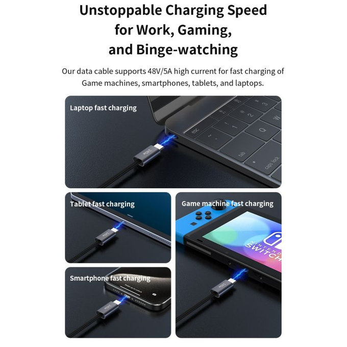 USB-C / USB-C Cable Extreme Speed, PD 240W, 2m, Black, Devia