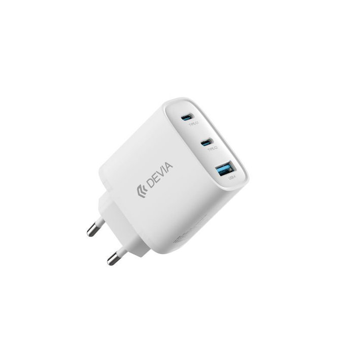 Charging Adapter Extreme Speed, 2x USB-C + USB-A, PD 65W, White, Devia