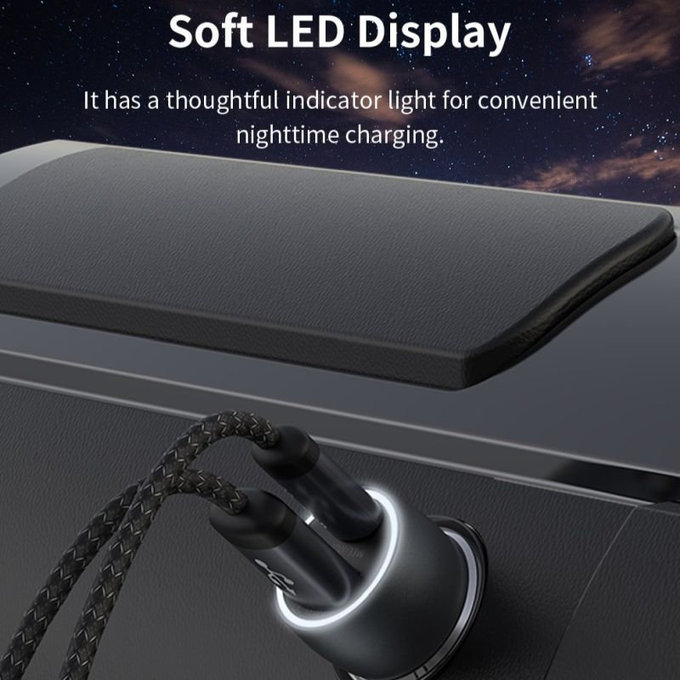 Car Charger Extreme Speed USB-C + USB-A, PD 30W, QC 3.0 18W, Grey, Devia