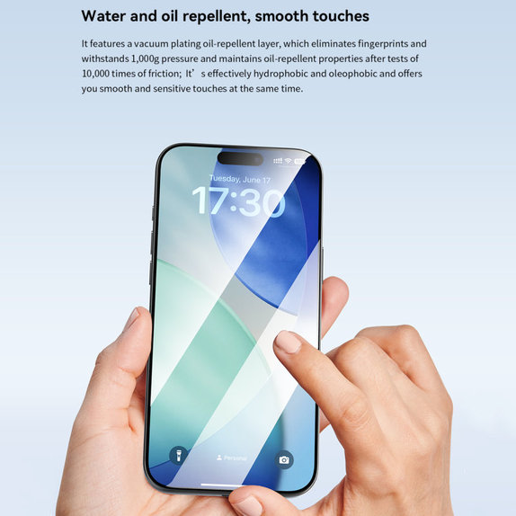 FullCover Tempered Glass with Applicator for iPhone 17 Pro, Devia