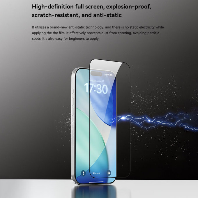 FullCover Tempered Glass with Applicator for iPhone 17 Pro, Devia