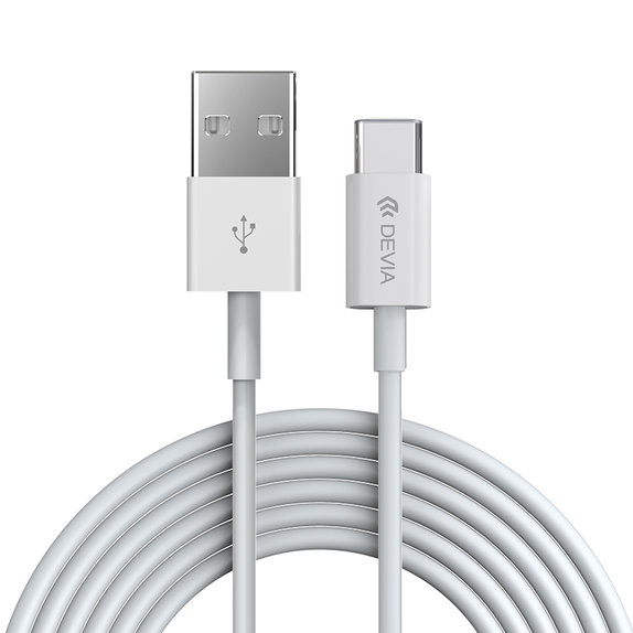 USB / USB-C Cable Smart, 2.1A, 1m, White, Devia