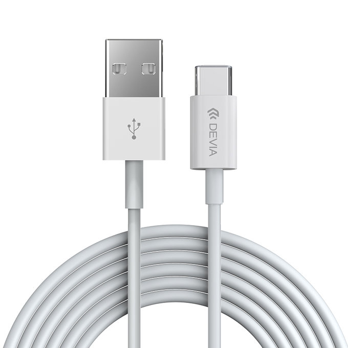 USB / USB-C Cable Smart, 2.1A, 1m, White, Devia