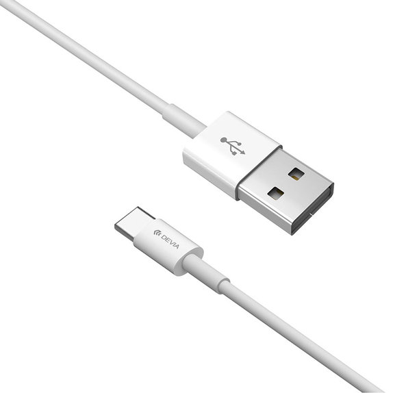 USB / USB-C Cable Smart, 2.1A, 1m, White, Devia