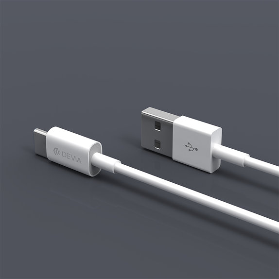 USB / USB-C Cable Smart, 2.1A, 1m, White, Devia