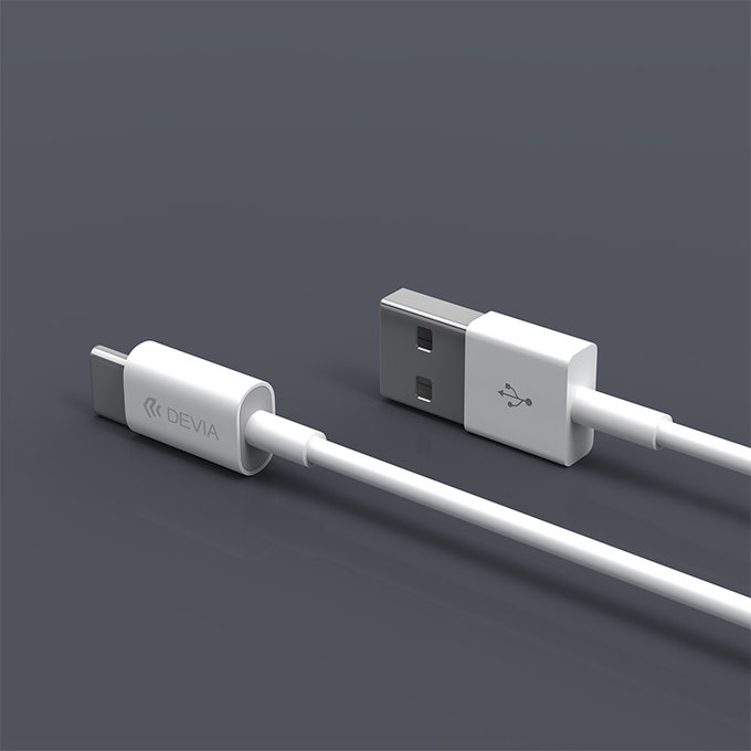 USB / USB-C Cable Smart, 2.1A, 1m, White, Devia