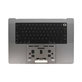 Top case keyboard frame for MacBook Pro 16" A2780 (2023), with US keyboard and battery, Space Gray, 661-32189, Genuine Apple