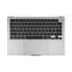 Top case keyboard frame for MacBook Air 13", A3113 (2024), with US keyboard and battery, Space Gray, 661-40227, Genuine Apple