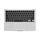 Top case keyboard frame for MacBook Air 13", A3113 (2024), with US keyboard and battery, Silver, 661-40228, Genuine Apple
