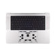 Top case keyboard frame for MacBook Pro 14", A3112 (2024), with US keyboard and battery, Silver, 661-42513, Genuine Apple