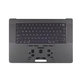 Top case keyboard frame for MacBook Pro 16", A3403 (2024), with US keyboard and battery, Space Black, 661-42823, Genuine Apple