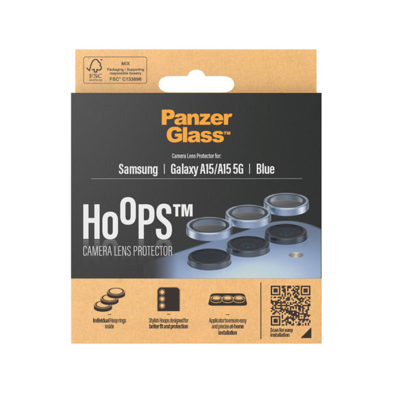 Camera Lens Protector Hoops for Samsung A15/A15 5G, Blue, PanzerGlass