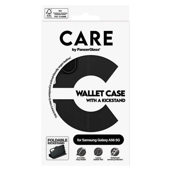 Case Wallet Kickstand for Samsung Galaxy A56 5G, Black, PanzerGlass