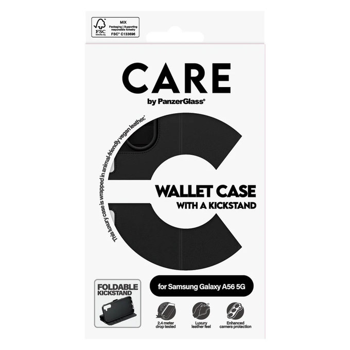 Case Wallet Kickstand for Samsung Galaxy A56 5G, Black, PanzerGlass