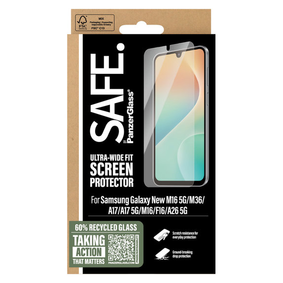 Tempered Glass UWF for Samsung Galaxy A17/A17 5G, Clear, SAFE by PanzerGlass