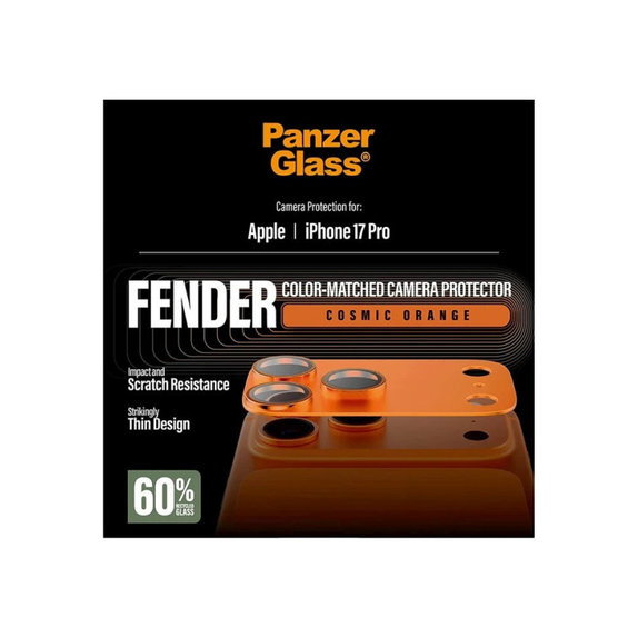 Fender Camera Lens Protector for iPhone 17 Pro, Orange, PanzerGlass