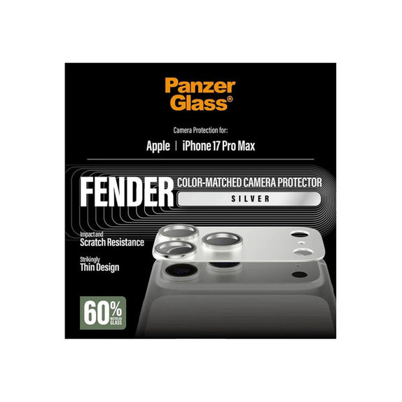 Fender Camera Lens Protector for iPhone 17 Pro Max, Silver, PanzerGlass