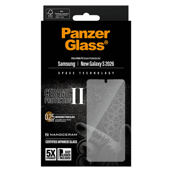 Tempered Glass UWF Ceramic with Applicator for Samsung Galaxy S26, Clear, PanzerGlass