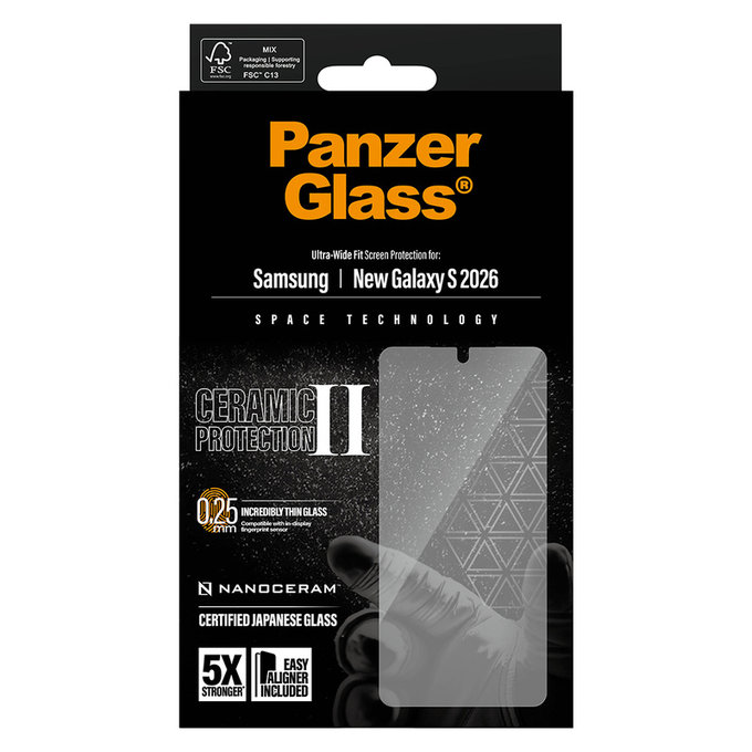 Tempered Glass UWF Ceramic with Applicator for Samsung Galaxy S26, Clear, PanzerGlass