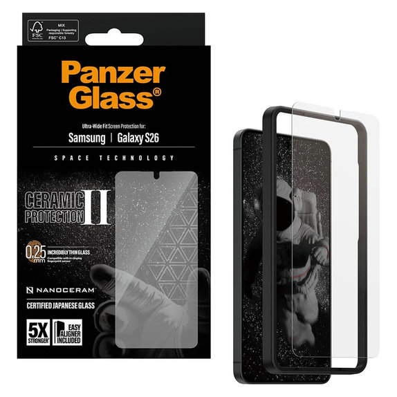 Tempered Glass UWF Ceramic with Applicator for Samsung Galaxy S26, Clear, PanzerGlass