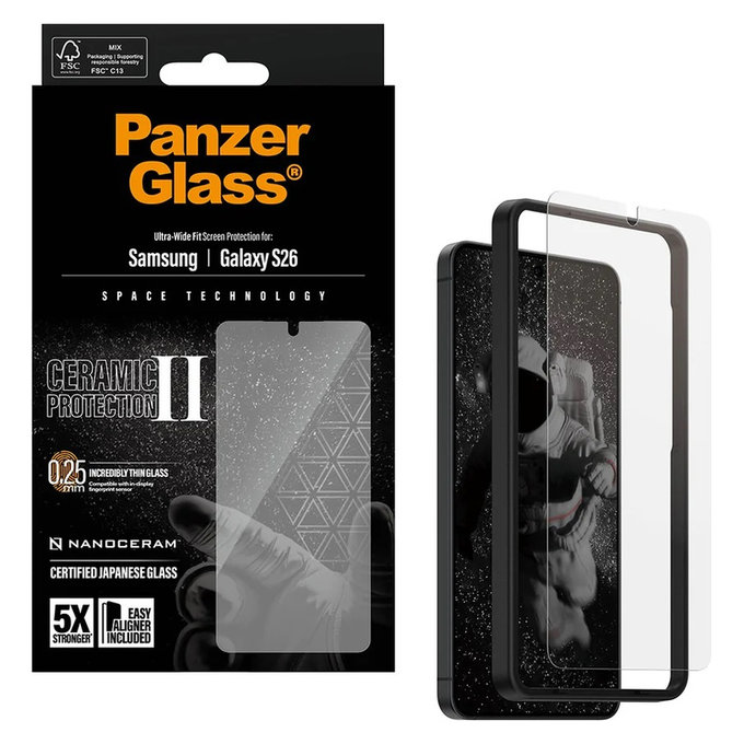 Tempered Glass UWF Ceramic with Applicator for Samsung Galaxy S26, Clear, PanzerGlass