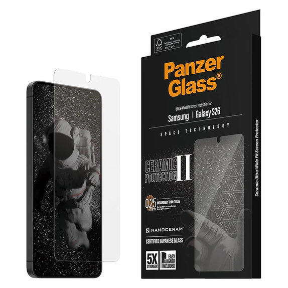 Tempered Glass UWF Ceramic with Applicator for Samsung Galaxy S26, Clear, PanzerGlass