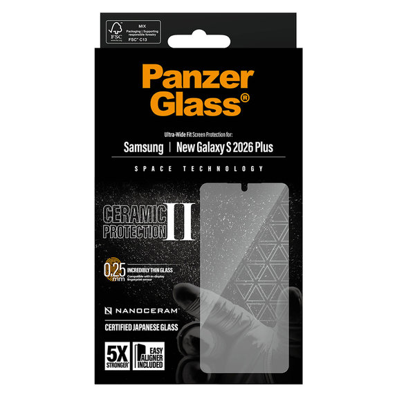 Tempered Glass UWF Ceramic with Applicator for Samsung Galaxy S26+, Clear, PanzerGlass