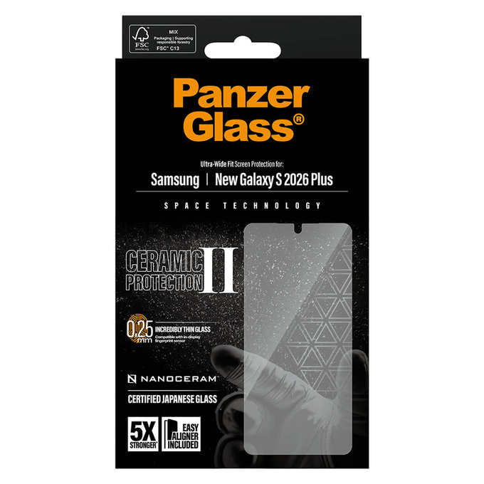 Tempered Glass UWF Ceramic with Applicator for Samsung Galaxy S26+, Clear, PanzerGlass