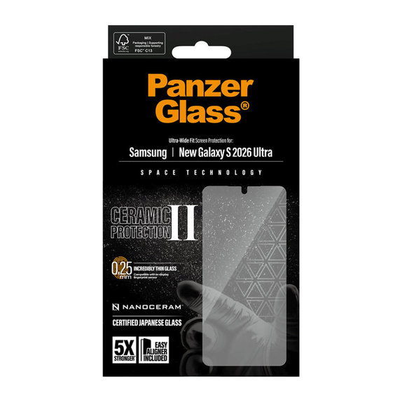 UWF Ceramic II Tempered Glass with Applicator for Samsung S26 Ultra, Clear, PanzerGlass