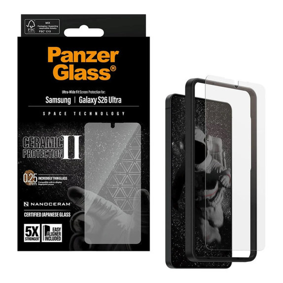 UWF Ceramic II Tempered Glass with Applicator for Samsung S26 Ultra, Clear, PanzerGlass