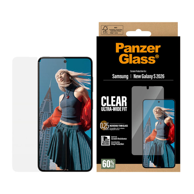 PanzerGlass - UWF Tempered Glass with Applicator for Samsung Galaxy S26, clear
