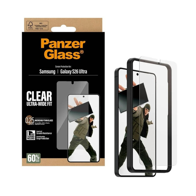 UWF Tempered Glass with Applicator for Samsung S26 Ultra, Clear, PanzerGlass
