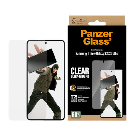 UWF Tempered Glass with Applicator for Samsung S26 Ultra, Clear, PanzerGlass