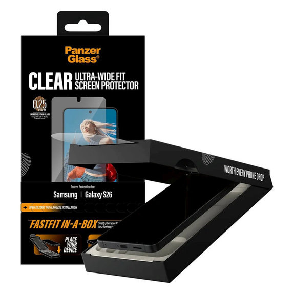 UWF Tempered Glass with FASTFIT In-A-Box for Samsung S26, Transparent, PanzerGlass