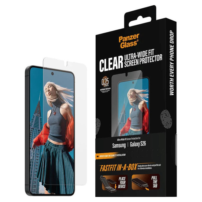UWF Tempered Glass with FASTFIT In-A-Box for Samsung S26, Transparent, PanzerGlass