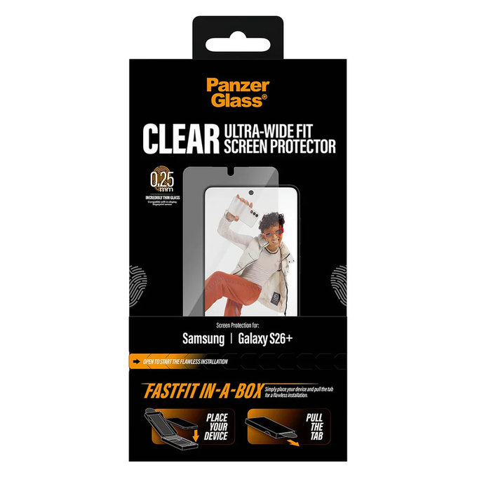Tempered Glass UWF with FASTFIT In-A-Box for Samsung Galaxy S26+, Clear, PanzerGlass