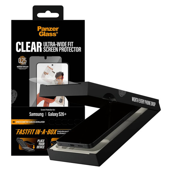 Tempered Glass UWF with FASTFIT In-A-Box for Samsung Galaxy S26+, Clear, PanzerGlass