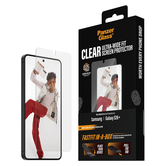 Tempered Glass UWF with FASTFIT In-A-Box for Samsung Galaxy S26+, Clear, PanzerGlass