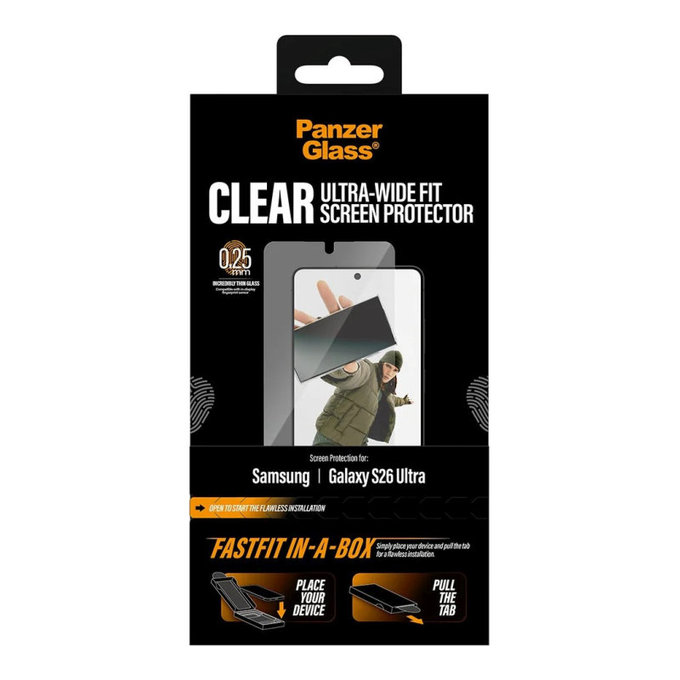 UWF Tempered Glass with FASTFIT In-A-Box for Samsung S26 Ultra, Clear, PanzerGlass