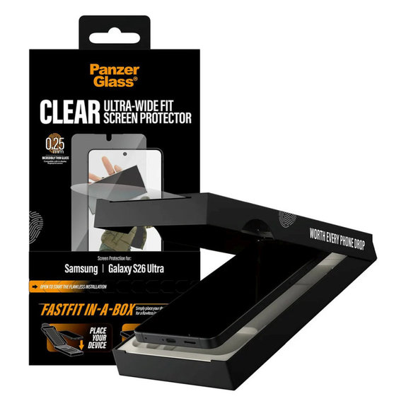 UWF Tempered Glass with FASTFIT In-A-Box for Samsung S26 Ultra, Clear, PanzerGlass