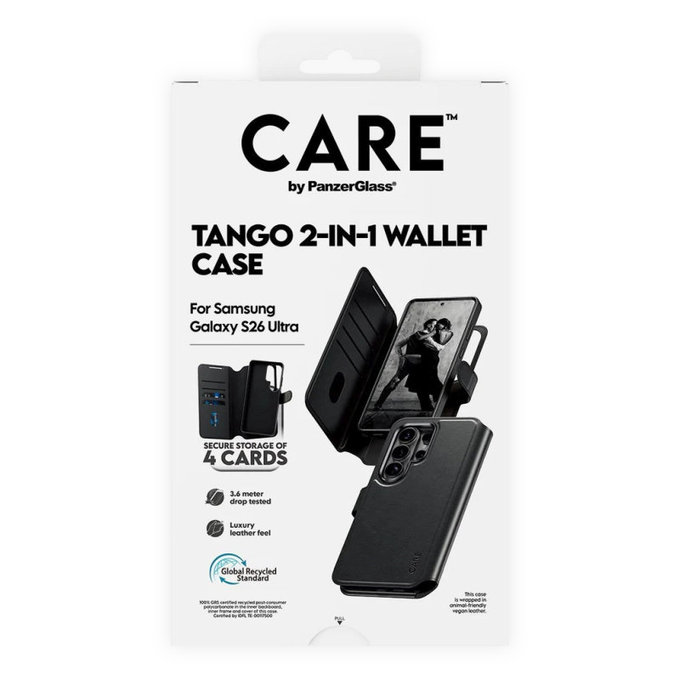 Case Wallet Tango Two-In-One with QI for Samsung S26 Ultra, Black, CARE