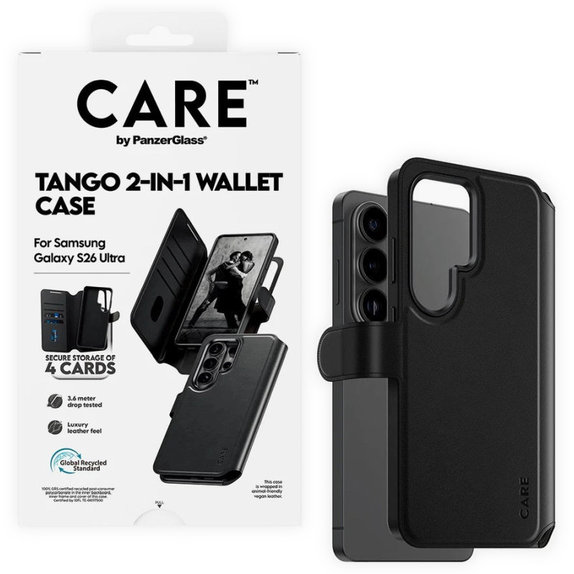 Case Wallet Tango Two-In-One with QI for Samsung S26 Ultra, Black, CARE