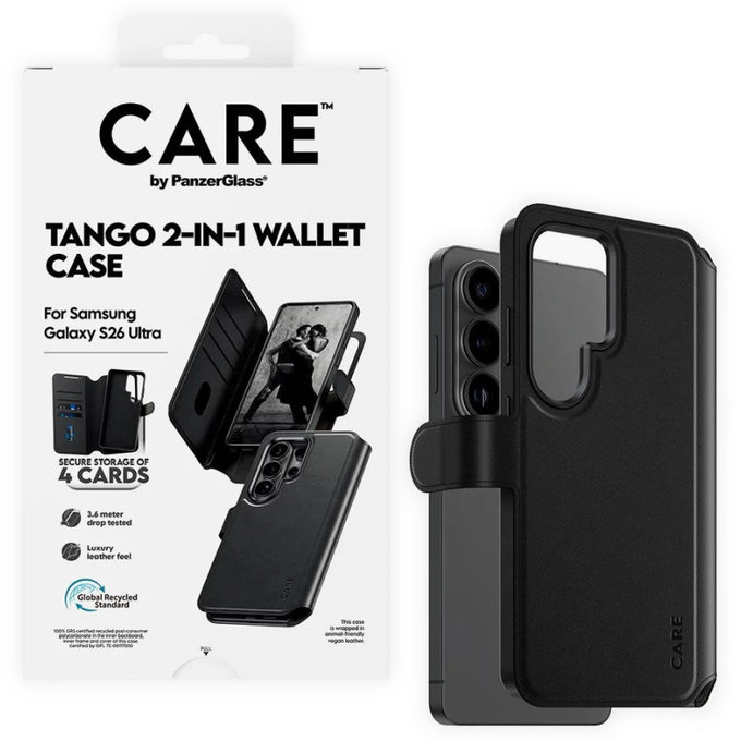 Case Wallet Tango Two-In-One with QI for Samsung S26 Ultra, Black, CARE