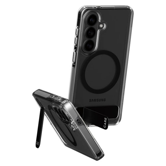 Case Kickstand with Black QI for Samsung Galaxy S26, Transparent, PanzerGlass