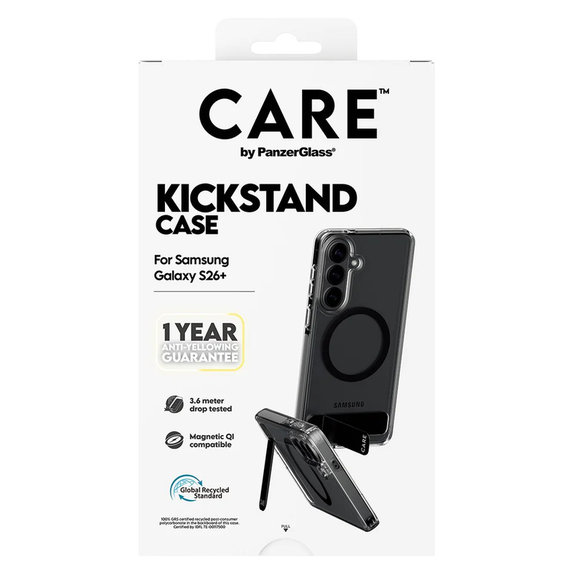 Case Kickstand with Black QI for Samsung Galaxy S26+, Black, PanzerGlass
