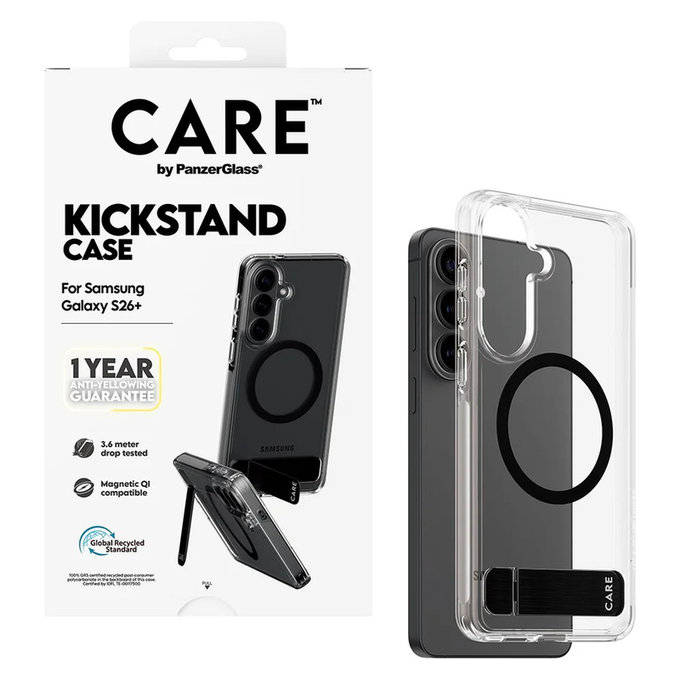 Case Kickstand with Black QI for Samsung Galaxy S26+, Black, PanzerGlass
