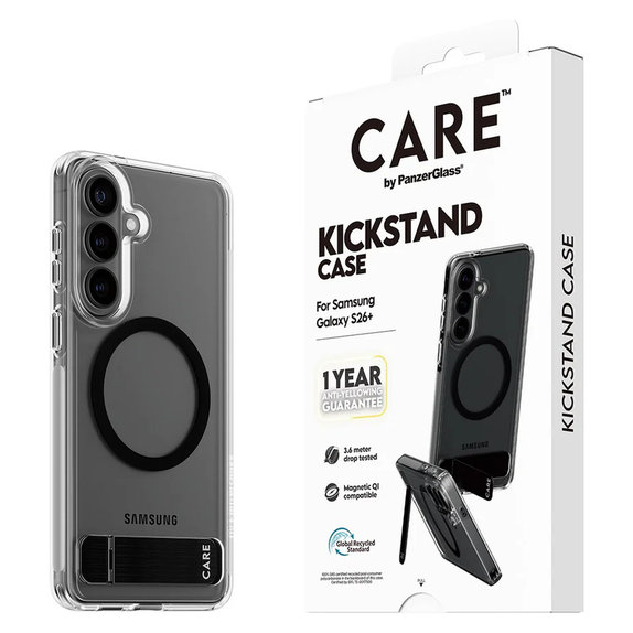 Case Kickstand with Black QI for Samsung Galaxy S26+, Black, PanzerGlass
