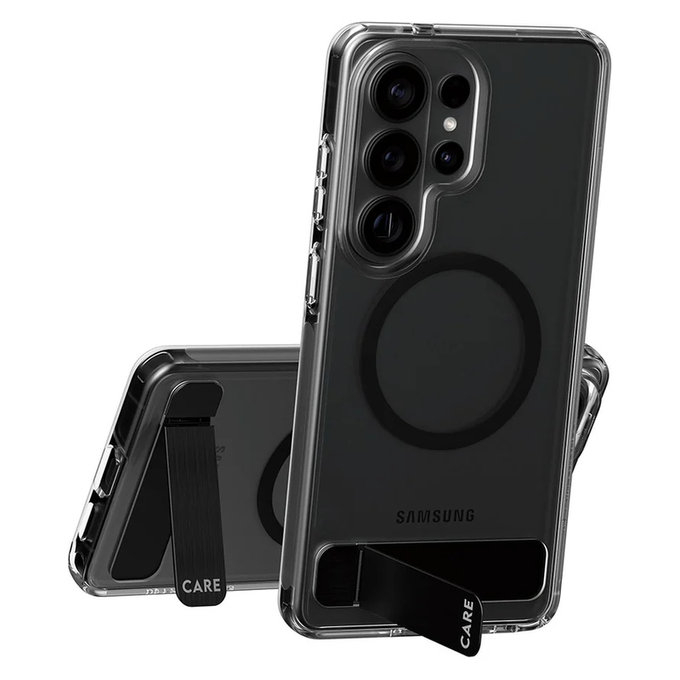 Case Kickstand with Black QI for Samsung Galaxy S26 Ultra, Transparent, PanzerGlass